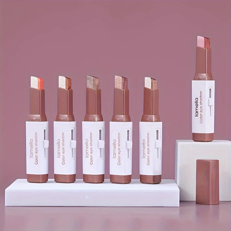Double Color Eyeshadow Sticks Set - Pearl & Matte Long-Lasting Waterproof