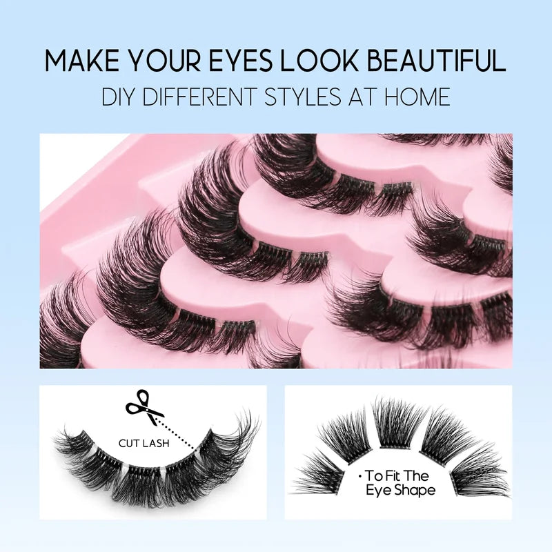 DIY Cat Eye Fluffy Eyelash Kit with Lash Bond & Seal - Multiple Colors