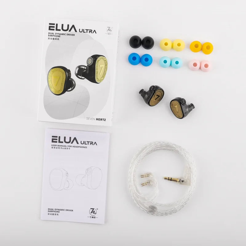 Dual Dynamic Driver Earphones with Detachable Cable and Target Curve Tuning
