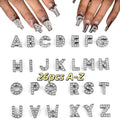 DIY Alphabet Nail Art Charms 26-Piece Silver Alloy Letter Decorations for Creative Nail Designs
