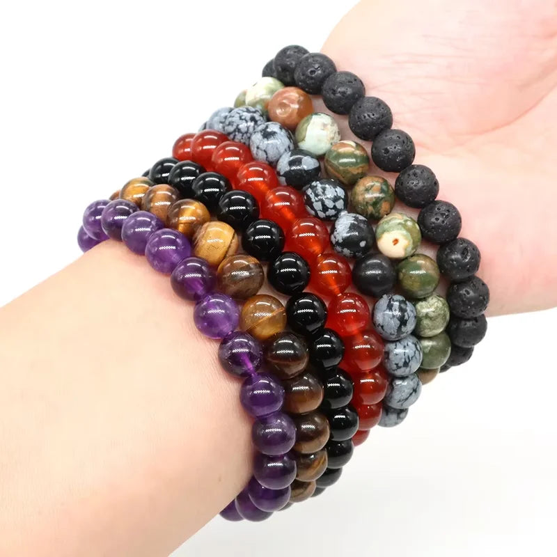 Natural Stone Beaded Bracelet for Men & Women Chakra Healing Crystal Jewelry