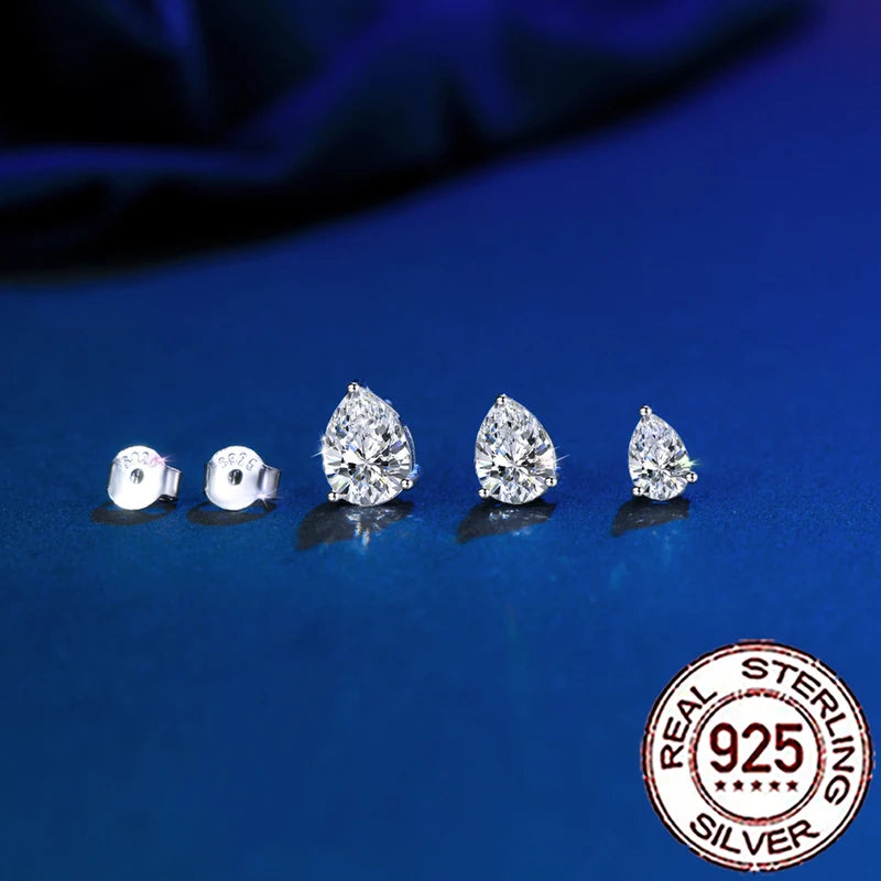 Sterling Silver Water Drop Earrings with CZ Crystals for Women - Multiple Colors