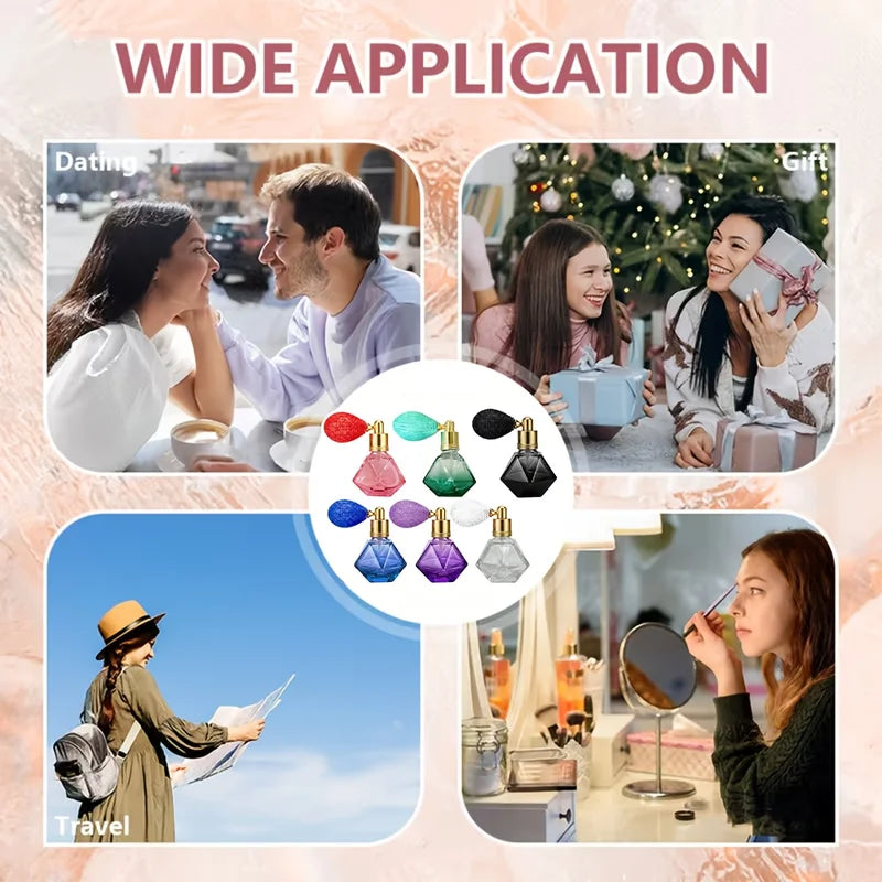 Elegant Diamond-Shaped Glass Spray Bottle for Perfume and Cosmetics - Multi-Color Refillable Mist Container