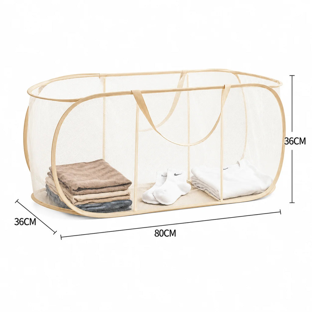 Large Capacity Kids Toy Storage Basket with Breathable Mesh Mesh Bag for Dolls and Laundry