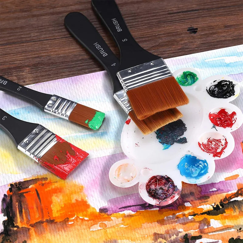 Flat Wide Paint Brush for Walls & Furniture - Anti-Shed Wooden Handle, Professional Craft Tool