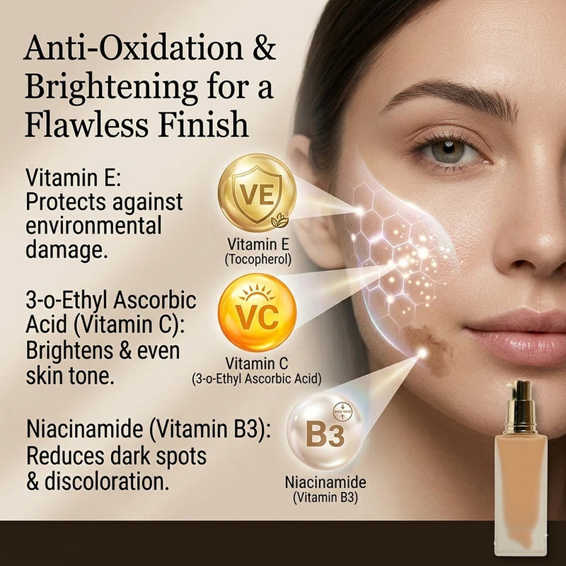 Custom Logo Liquid Foundation 30ml SPF 20 Long-Lasting Oil-Free Face Makeup
