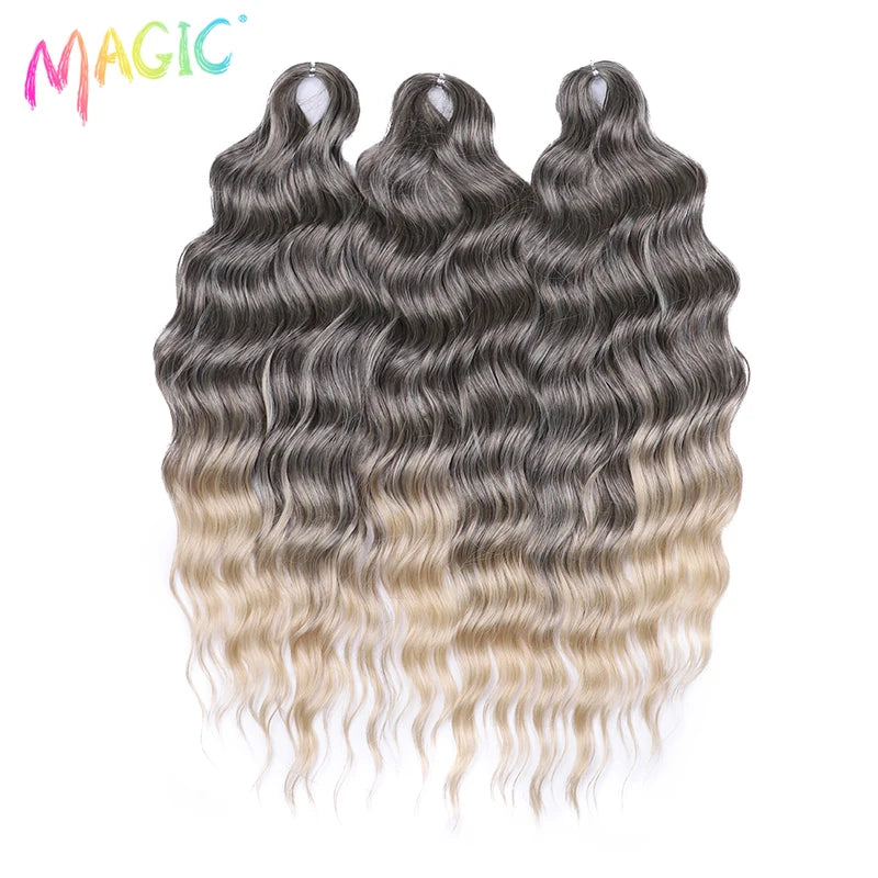 Water Wave Braiding Hair Extensions - Ombre Blonde, Deep Curl, 24 Inch Afro Twist