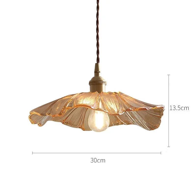 Glass Lotus Leaf Pendant Light Fixture - Indoor Home Decor Hanging Lamp