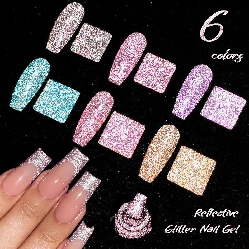 Reflective Glitter Gel Nail Polish - Semi-Permanent 7ml UV & LED Soak Off Varnish