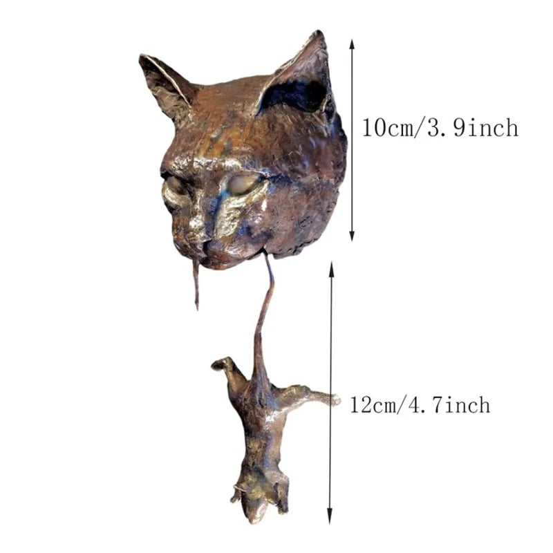 Halloween Cat and Mouse Resin Wall Sculpture for Door Garden Decor