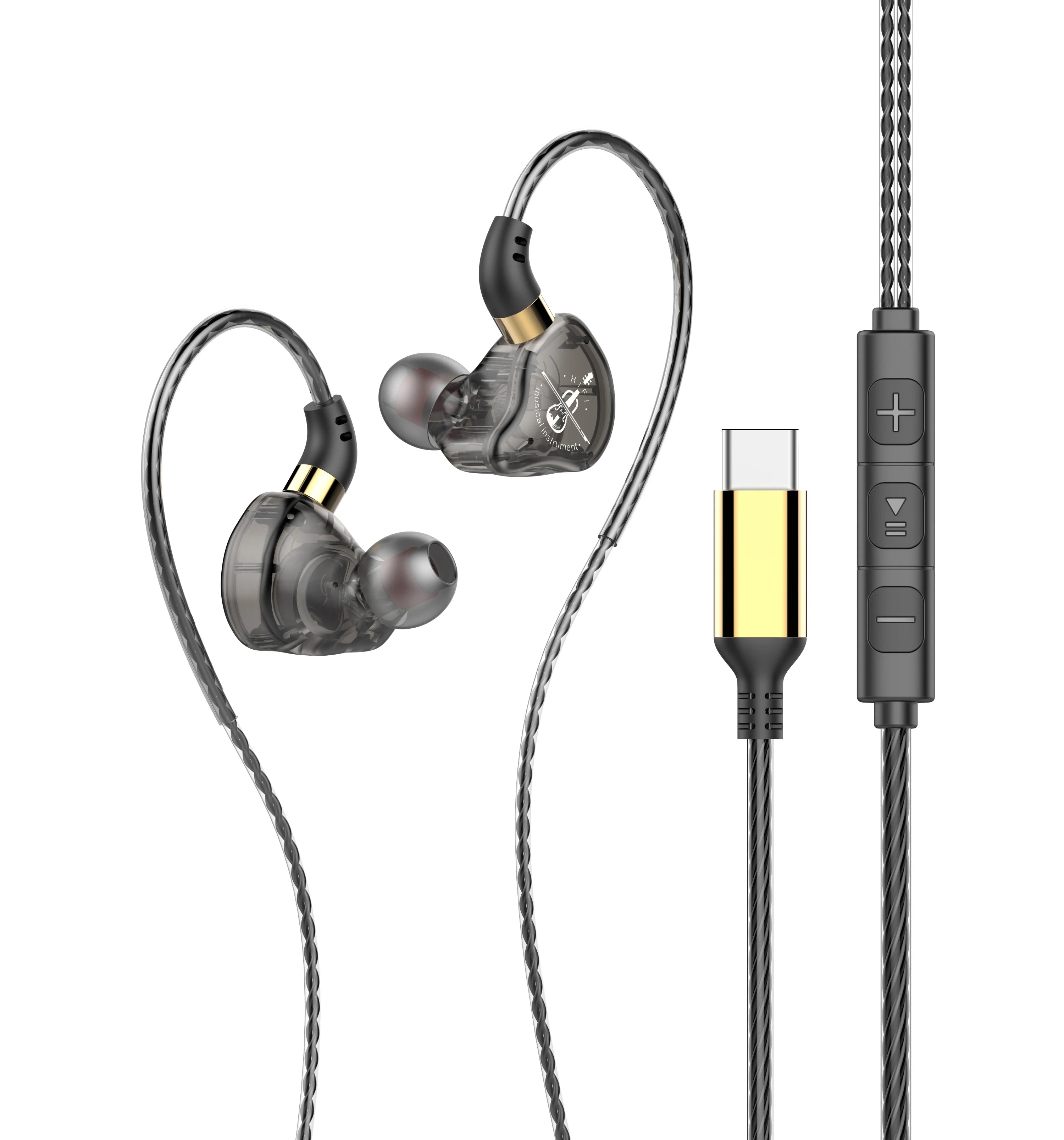 Wired USB-C & 3.5mm Sport Earphones with Mic for Samsung & Xiaomi
