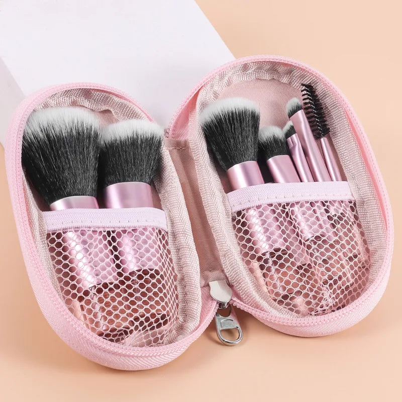 10Pcs Mini Portable Makeup Brush Set with Crystal Handles for Face & Eyes