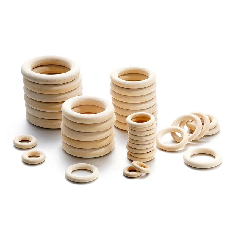 Natural Wooden Bead Rings for Jewelry Making - 3-20Pcs, 20-70mm