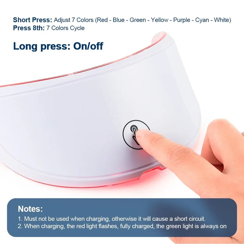 LED Facial Mask with Photon Therapy & 7 Color Skin Care Massager for Face and Neck