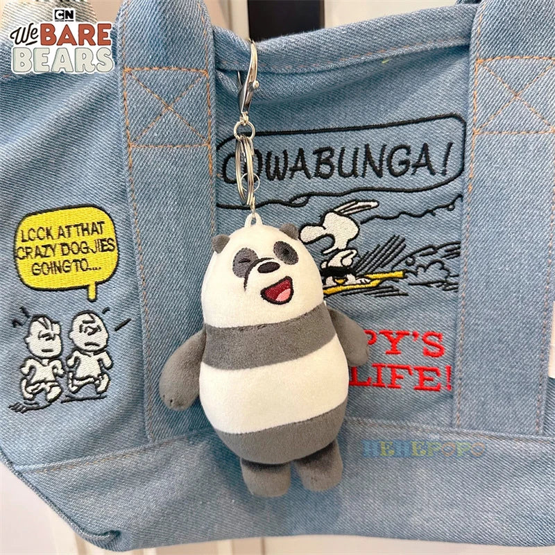 12cm Cartoon Plush Keychain - We Bare Bears Pendant for School Bags & Gifts