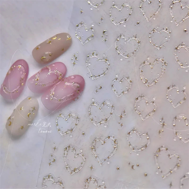Jelly Nail Stickers Shiny French Ice Crystal Stars Self-Adhesive Nail Art Decals
