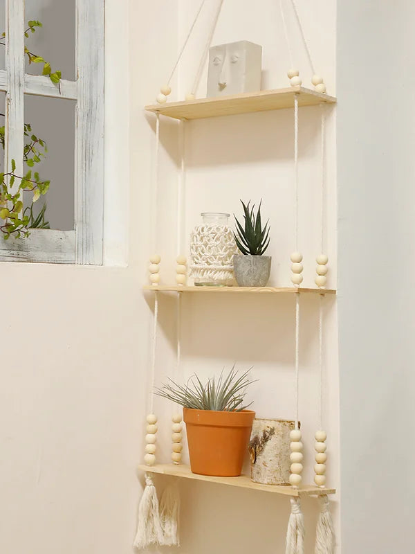 Wooden Wall Hanging Shelves for Plants & Storage - Rustic Floating Shelves