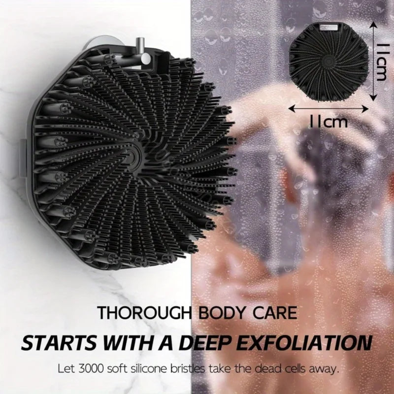 Silicone Back Brush Exfoliating Shower Sponge with Handle - Skin Massager