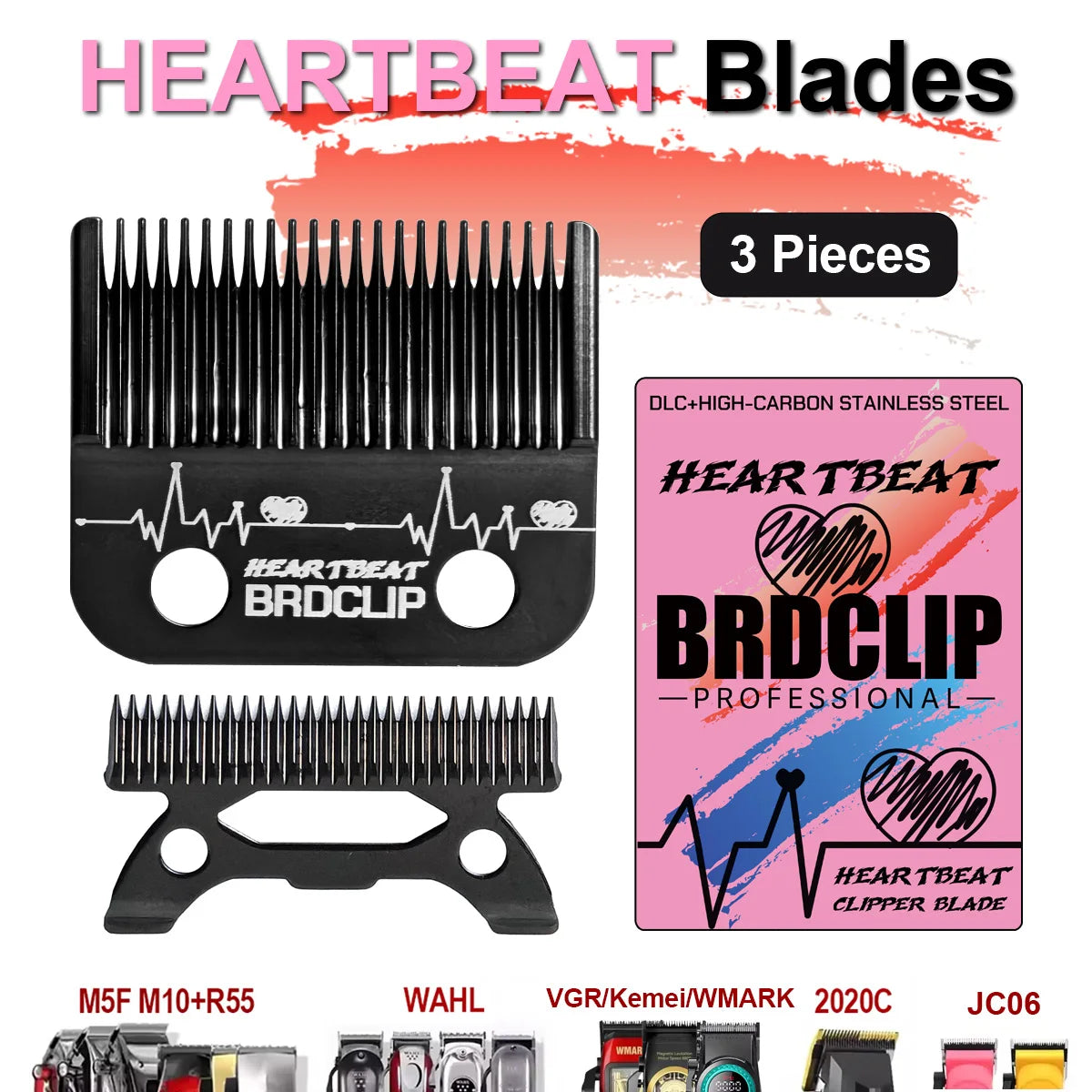 Professional Hair Clipper Blade Replacement Set - Compatible with BRD106 FA1C M3C WMARK X1 2020C