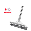 3 in 1 Long Handle Floor Scrub Brush with Steel Stainless Steel Bathroom Cleaning Tool