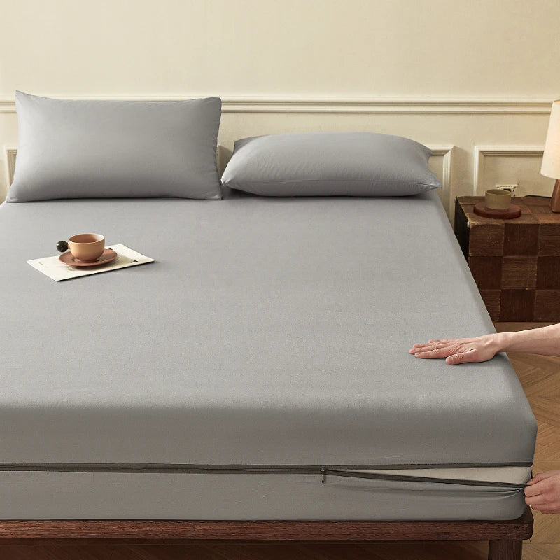 Nano Waterproof Breathable Mattress Encasement with 6-Sided Zipper - Silent Dustproof Bed Cover
