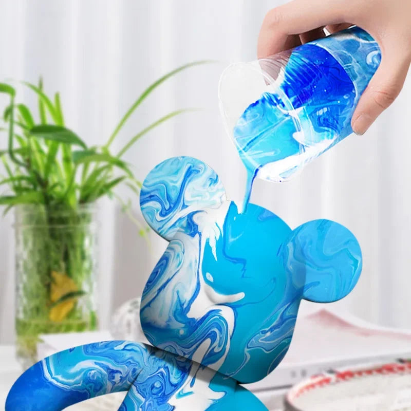 DIY Graffiti Painted Fluid Bear Body Ornament - Creative Handmade Doll Figurine