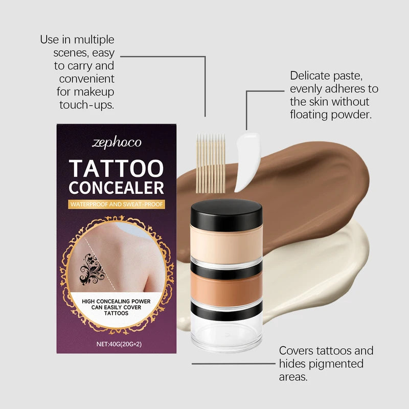 High Coverage Body Concealer Set for Tattoos Scars & Blemishes Waterproof & Long Lasting