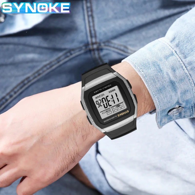 Digital Sports Watch Waterproof Luminous Retro Square Outdoor Watch for Men
