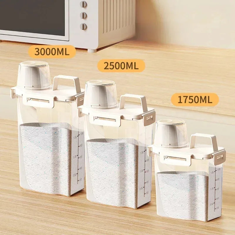 Airtight Laundry Powder Dispenser with Measuring Cup - Portable Storage Jar