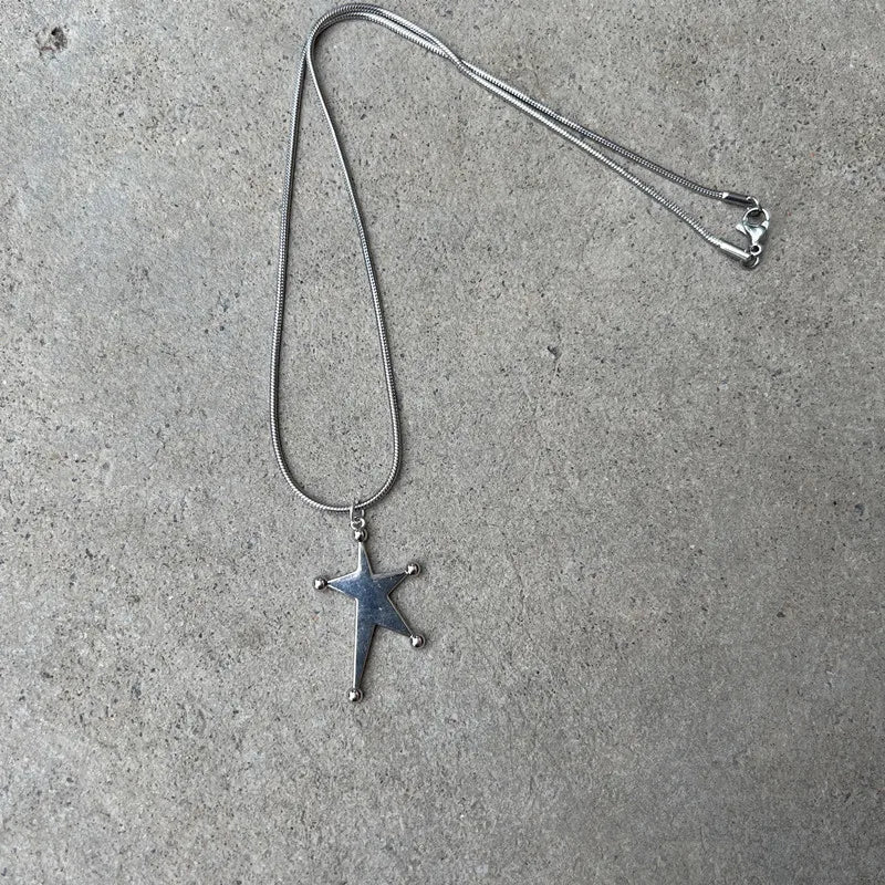 Y2K Style Star Necklace with Cross Pendant Adjustable Choker Jewelry