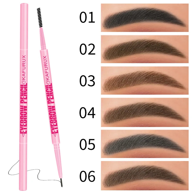 Double Headed Rotatable Eyebrow Pencil with Brush Waterproof & Long-Wear