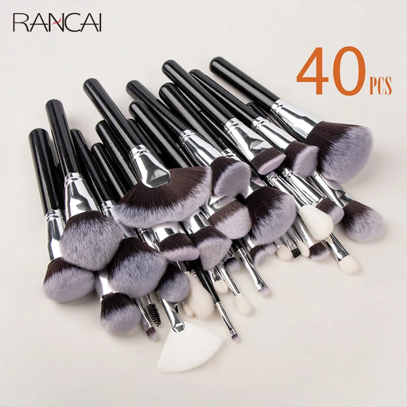 40-Piece Makeup Brush Set with Synthetic Bristles - Professional Quality