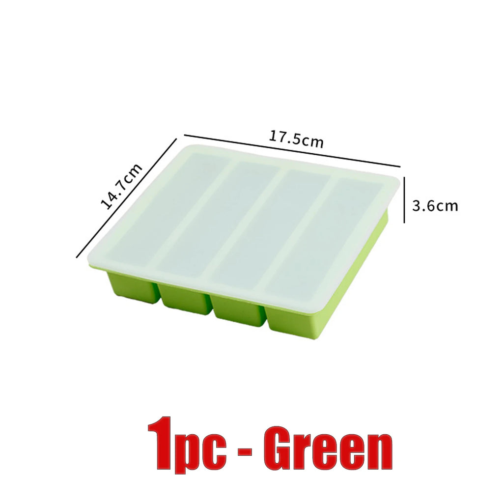 Giant Silicone Ice Cube Tray with Lid - 4-Cube Food Freezer Mold, Reusable Square Ice Molds for Soups & Drinks