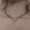Y2K Punk Silver Hollow Flame Heart Pendant Jewelry for Women
