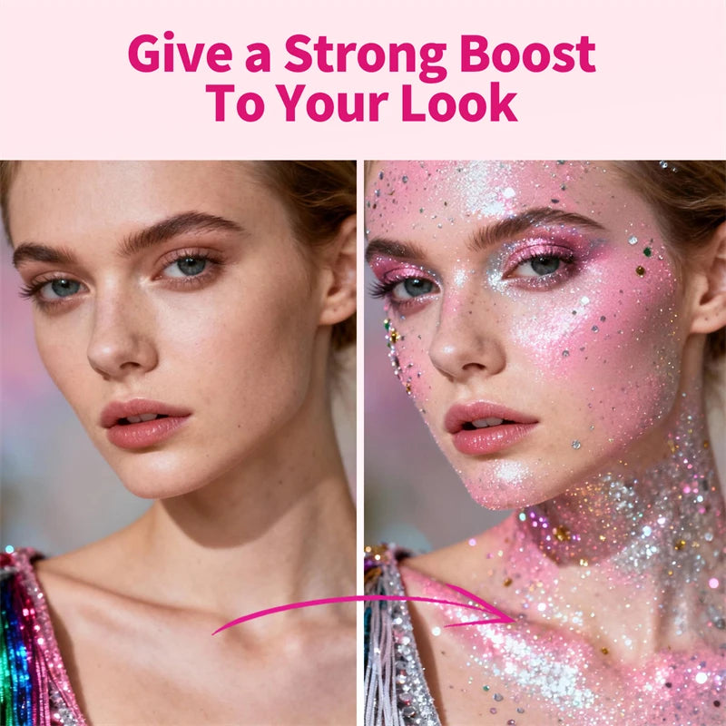 Multifunctional Face Lip Hair Body Glitter Sequins - Festival Stage Makeup Set