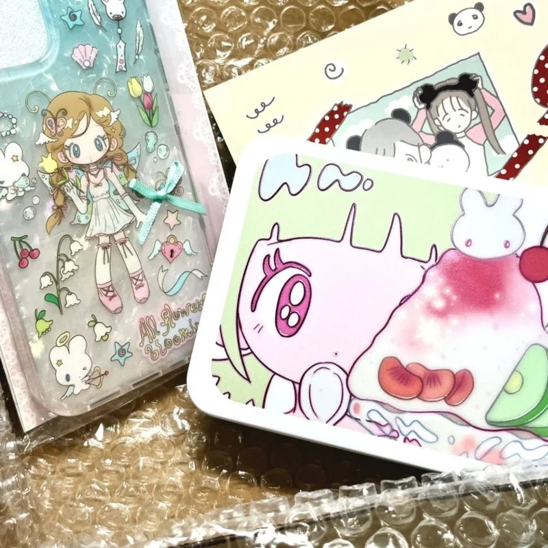 Cute Cartoon Desktop Organizer with Card Holder and Hair Clip Collection Box