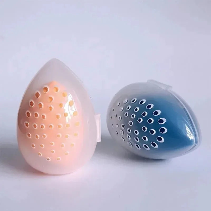 Egg Shaped Makeup Sponge Storage Box Portable Cosmetic Organizer with Lid