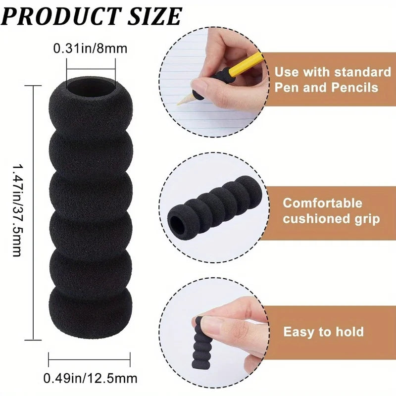 Foam Pencil Grip Set - Black, Red, Blue, Comfort & Ergonomic Pen Holders