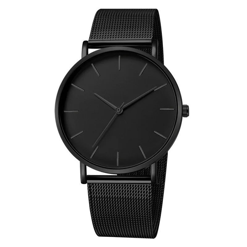Men's Quartz Wristwatch - Ultra Thin Black or Rose Stainless Steel Business Watch