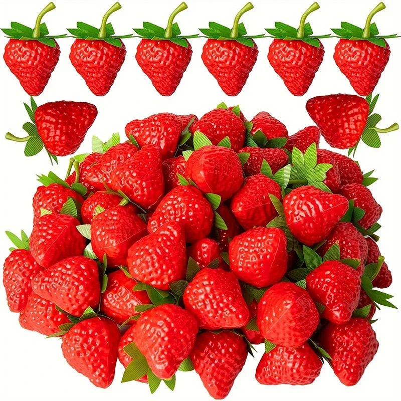Artificial Strawberry Fruit Set for Home Decor, Parties & Photography - Multiple Sizes