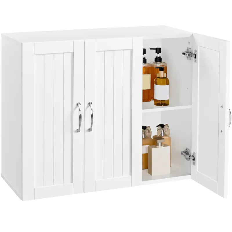 Wall Mounted Three Door Bathroom & Home Storage Cabinet with Adjustable Shelves
