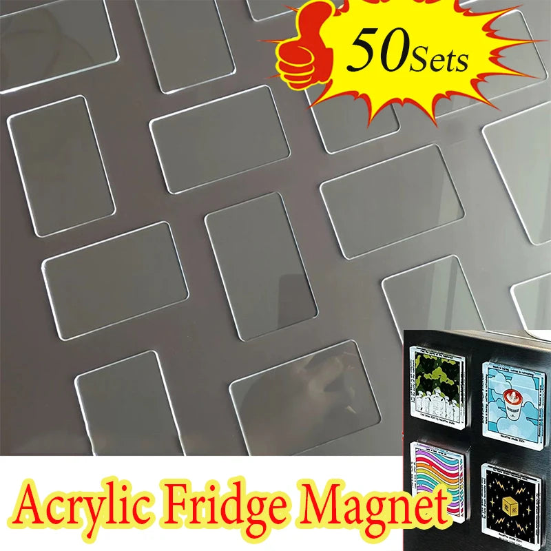 DIY Acrylic Magnet Kit for Fridge Decor - Customizable Photo and Postcard Set, 9-50 Pieces