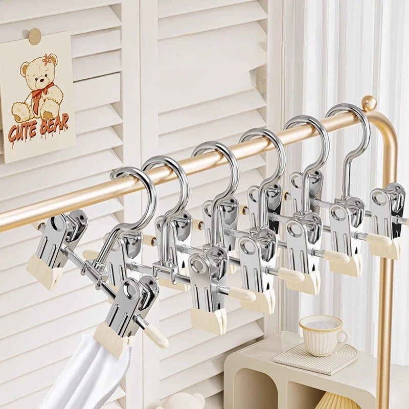 5pcs Stainless Steel Trouser & Shoe Rack Hangers Adjustable Portable Storage
