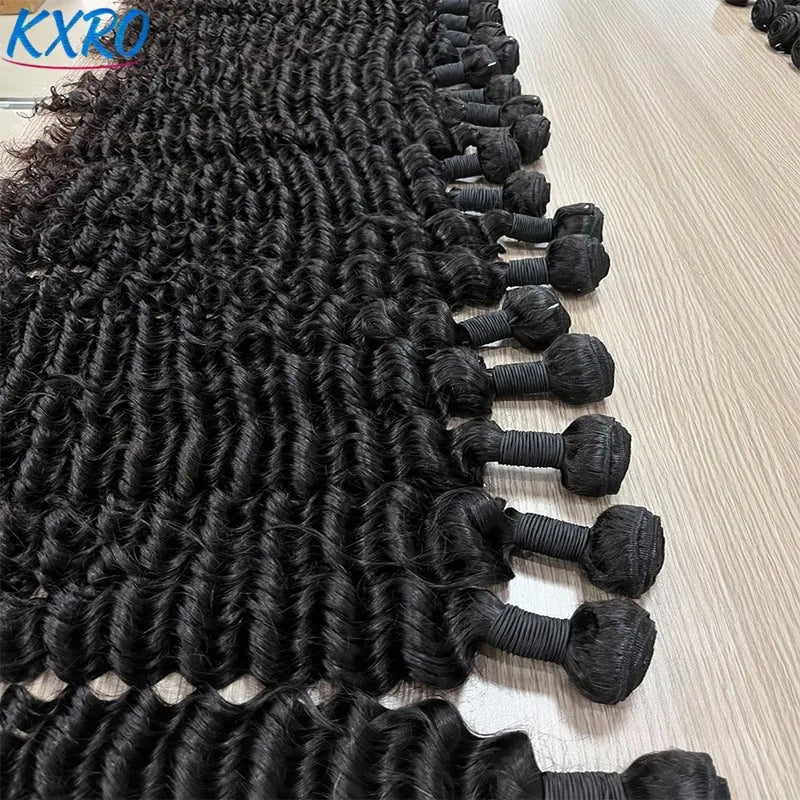 Deep Wave Human Hair Bundles 20 22 24 Inches Brazilian Raw Hair for Wig & Style