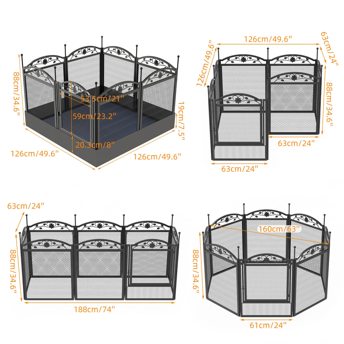 Heavy Duty Dog Playpen with Waterproof Pad 8 Panels Outdoor Indoor Fence