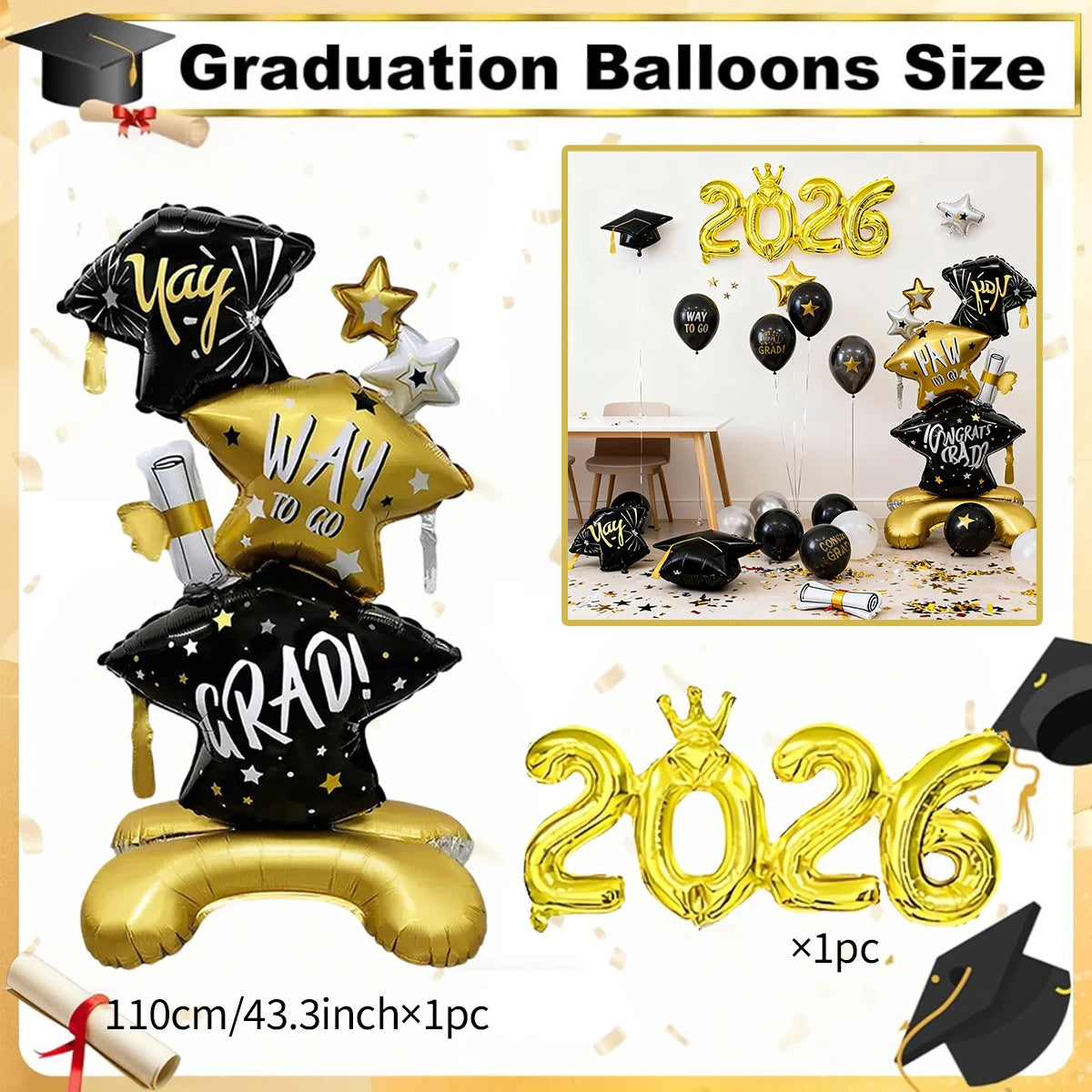 Graduation Balloon Decoration 2026 Set for Indoor Outdoor Celebration
