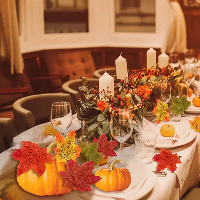 Artificial Fall Maple Leaves 500pcs for Autumn Home Decor & Weddings