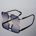 Oversized Semi-Rimless Sunglasses Men Fashion Vintage Gradient Casual Shades