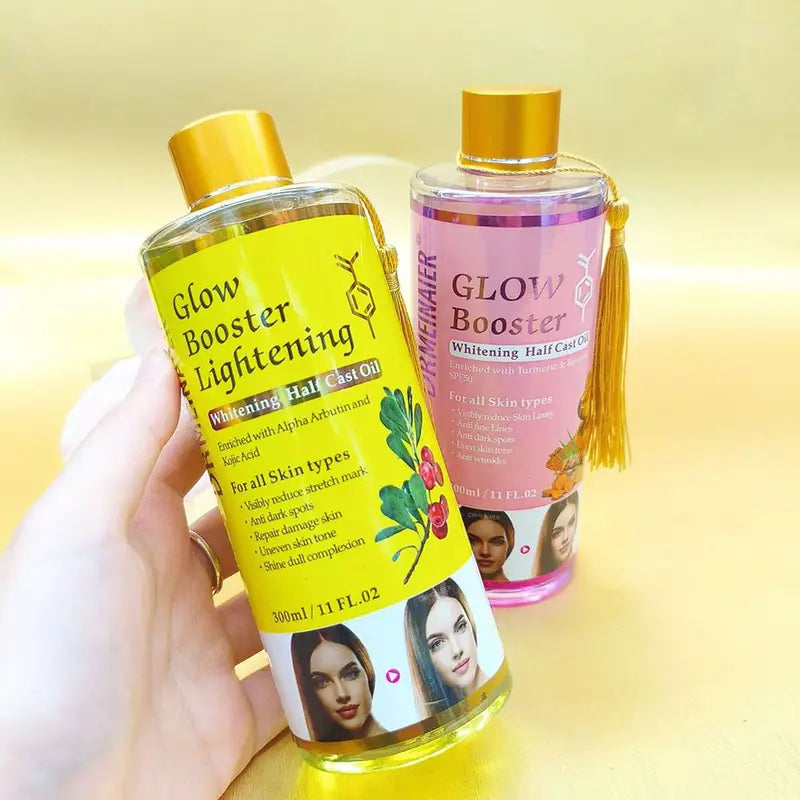 300ml Brightening Body & Facial Massage Oil with Kojic Acid & Turmeric - Glow Booster Serum