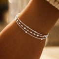 Elegant Multi-Layer Silver Plated Chain Bracelet for Women Boho Party Jewelry